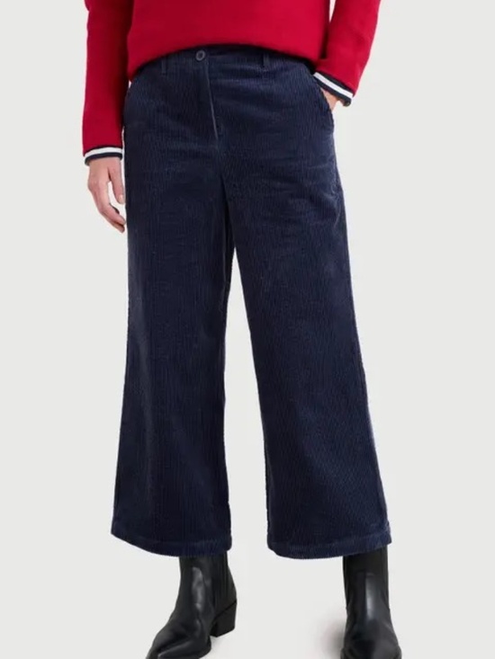 Seasalt Cornwall Pants - Seasalt Cornwall Asphodel Navy Blue Crop Wide Leg Corduroy Pants Size 10